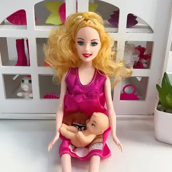 2020 Novo Colorido Grávida Boneca Mãe Da Boneca, Com Uma Boneca Do Bebê Em Sua Barriga Para Meninas Educação De Pai E Filho Interação