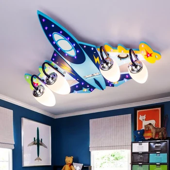 Aviões do teto lampremote controle de desenhos animados para crianças luzes interior família sala quarto decorações de música bluetooth lâmpada