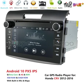 Android de 10 de DVD do Carro da Honda CRV 2012 A 2016 GPS de navegação estéreo auto-rádio de 2 DIN Rádio gravador reprodutor multimédia IPS