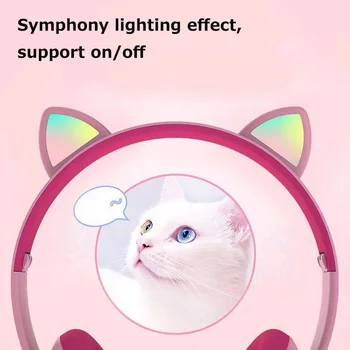 Lançamento de um novo Produto Gato de Ouvido sem Fio Bluetooth Fone de ouvido Com Microfone de Iluminação LED Fone de ouvido para Jogos Estilo Bonito Fone de ouvido Para Crianças
