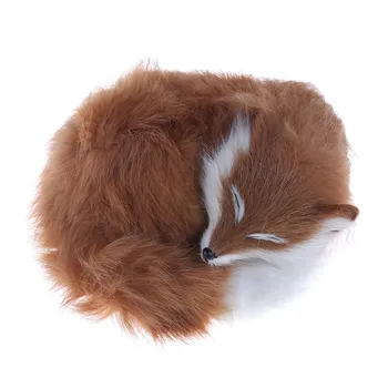 1pcs Bonito Realista Dormir Fox Fur Real de pêlo Interior Ornamento Animal de Pelúcia Brinquedos de Pelúcia Animais de Pelúcia