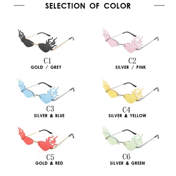 Novo 2020 Moda Fogo de Chama Óculos de sol feminino masculino da Marca de Design sem aro Onda de Óculos de Luxo Tendências Estreito de óculos de Sol Streetwear