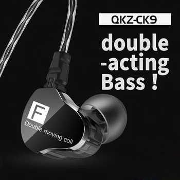 QKZ CK9 Fone de ouvido com Dupla Bobina móvel Baixo Pesado Aparelhagem hi-fi Substituível Conjunto de Almofadas de ouvido de Esportes Fones de ouvido com Microfone