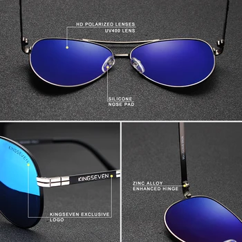KINGSEVEN Clássico da Moda a Marca de Óculos de sol dos Homens Polarizada de Alumínio de Condução de Luxo de Design de óculos de Sol Para homens UV400 Oculos