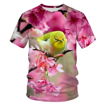 Verão Bonito Pássaro 3D Animal Print Homens papagaio de T-shirts de Manga Curta Moda Papagaio T-shirt Harajuku Funny t-shirt superior tee