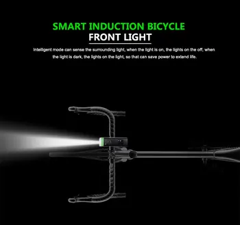 OESTE BIKE Waterproof a Luz de Bicicleta Inteligente de Indução Frente da Lâmpada do Farol Com Chifre USB Recarregável LED Lanterna de Bicicleta
