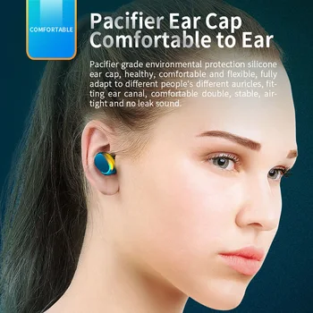 TWS Fone de ouvido Bluetooth V5.0 Controle de Toque sem Fio, Fones de ouvido Estéreo Esporte Impermeável Auricular mãos-livres LED de indicação de Potência Com Microfone