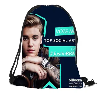 Personalizado Mochilas Justin Bieber Padrão de Impressão de Drawstring Sacos de Viagem Mochila Mulheres diário Casual Menina da mochila
