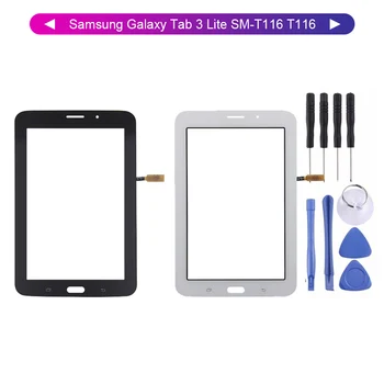 Para Samsung Galaxy Tab 3 Lite SM-T116 T116 Digitador da Tela de Toque do Painel de Vidro do Sensor Preto Branco