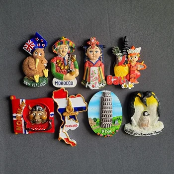 Ímãs de geladeira Lembranças Marrocos Noruega Madrid, Espanha Coréia Bali, Indonésia, Tailândia Turísticos em 3d Artesanato de Resina de Decoração de Casa de Idéias de presentes