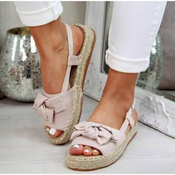 Womens Sandálias Flats, Sandálias Para O Verão De Sapatos De Mulher Peep Arco Casual Sapatos Sandalias Mujer Para As Mulheres 2020