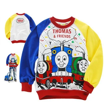Thomas e seus amigos' de roupas infantis de meninos algodão top de manga longa assentamento camisa casual camisola de agasalho de moletom.