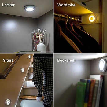 Sensor de movimento sem fio de luzes da noite decoração do quarto de luz 6LED Detector de parede decorativo lâmpada da escada closet sala de corredor de iluminação
