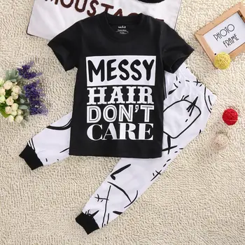 Criança Bebê Roupa de Moda Casual T-shirt Tops + Calças Calças 2PCS Conjunto de Roupas 2 3 4 5 6 7 Anos Conjuntos de Roupas