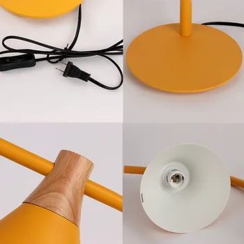 Nordic simples de ferro madeira-candeeiro de mesa moderno campo lâmpada de mesa LED E27 com 4 cores para o estudo de quarto de salão livraria do hotel