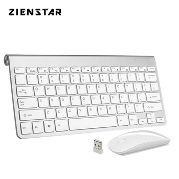 Zienstar Ultra Fino 2.4 G sem Fio Teclado Mouse Combo com Receptor USB para Macbook,Computador,computador, Portátil ,TELEVISÃO de CAIXA e Smart TV