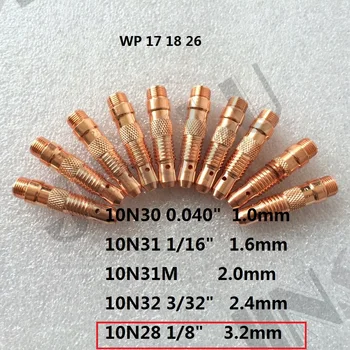 10PCS 10N28 3.2 mm pinça de soldagem consumíveis para wp 17 18 26 tocha de soldagem tig