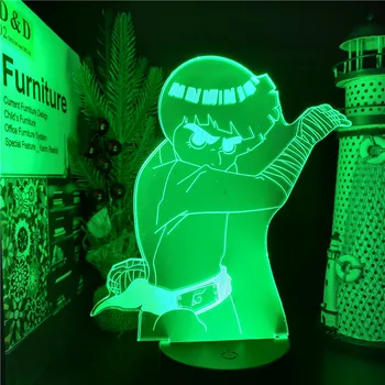 Anime 3D Lâmpada de Naruto, Rock Lee Figura LED Nightlight Crianças Infantil Meninas, Decoração do Quarto a Luz da Tabela Mangá Criança de Presente de Natal da Noite de Luz
