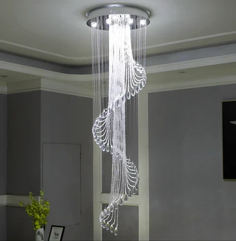 Luxo moderno, Grande Lustre de Cristal K9 de Cristal da Escada em Espiral Luminárias Criativas de LED Lustres Lâmpada Hotel Villa