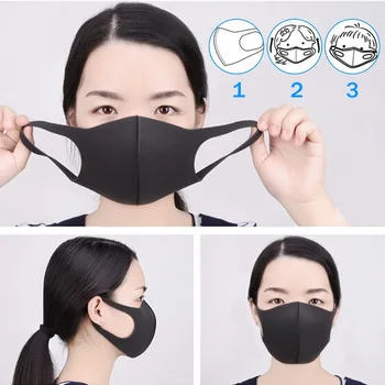 10pcs Para Adultos Boca do Cara de Máscara Preta de Algodão PM2.5 anti-pó máscara de filtro à Prova de Boca, para abafar Moda Máscara Respirável Kpop