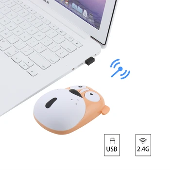 Bonito sem Fio Usb Mini Mouse de Computador Ergonômico Recarregável Silêncio Óptico PC Mause Cão-de-Rosa 3d Animal de Ratos Para Crianças Laptop Mac