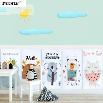 Infantil da parede da sala animais dos desenhos animados padrão de papel de parede tatami macio pacote anti-colisão de decoração de jardim-de-infância de adesivos de parede