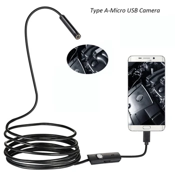5,5 mm Lente de 1M/2M de Fio Macio Android Endoscópio de USB USB da Câmera da Inspeção da Tubulação do Endoscópio OTG USB Boroscópio a câmera a Mini Câmera