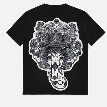 1PC Grande Impressão a Preto E Branco Cabeça de Elefante Padrão de Tecido Animal Patch Bordado Na T-Shirt, Jaqueta de Agasalho Acessórios