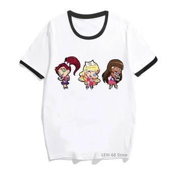 LoliRock Mágico dos desenhos animados de Imprimir T-Shirt das Mulheres de 90 Harajuku Ullzang camisa bratz T-shirt Gráfico Tshirt Estilo coreano roupas