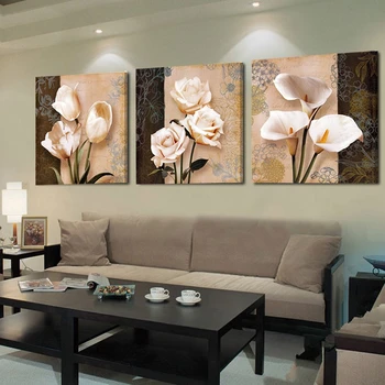 Arte de parede Decoração Quadro de Lona Fotos 3 Peças Resumo Tulipa Flores Pinturas Para a Sala de HD Impressões de Cartazes