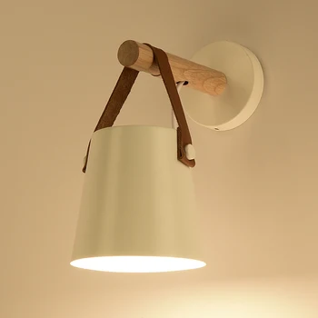 Vintage LEVOU Correia de Madeira, Ferro, Lâmpada de Parede Moderna minimalista ajustável de parede do agregado familiar de cabeceira de iluminação, lâmpada de parede E27