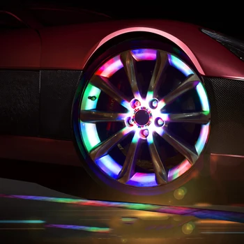 16/24LEDS Colorido Flash de Luz Solar LED RGB Lâmpada Estilo Carro de Montagem da Roda de Luz da Tampa do cubo para a BMW-Benz, JEEP Mustang 2018 Novo