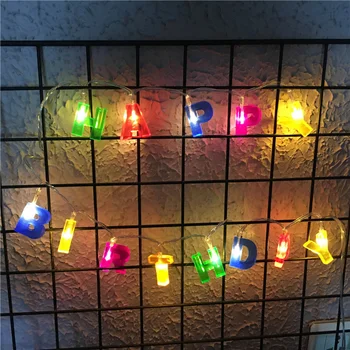 Carta de Feliz Aniversário String Luz LED Luzes de Fadas Energia da Bateria LED Garland Festa de Lâmpada Decorativa do Natal Festão