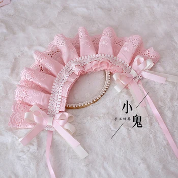 Japonês Lolita Doce Bonnet faixa de Cabelo Lolita Selvagem cor-de-Rosa Lace Bowknot Grampo de Cabelo e acessórios para o Cabelo feitos à mão Enfeites de Cabelo Cosplay