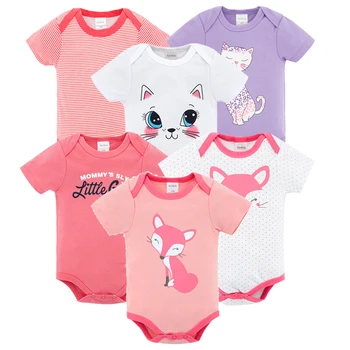Kavkas Nova Moda de roupas de Bebê menino menina 6pcs/lote de Manga Curta-Macacão de Recém-nascido terno do Corpo de Roupas de Bebê roupas de bebe bodysuits