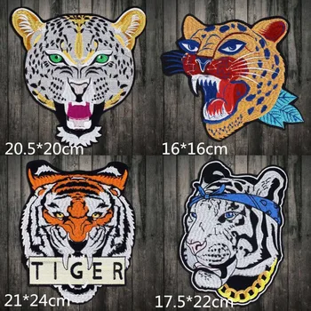 Bordado Tigre patch Leopard Cabeça patch Applique Grande Patch DIY Acessório de Vestuário de Moda da decoração Frete Grátis