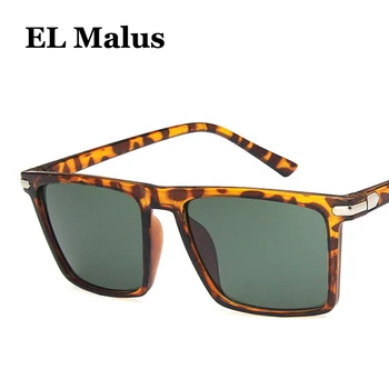 [EL Malus]Retro Praça Armação Óculos de sol Mens Mulheres cor-de-Rosa Escuro, Verde Lente Leopard Tons UV400 Óculos de Sol com Design Criativo Óculos