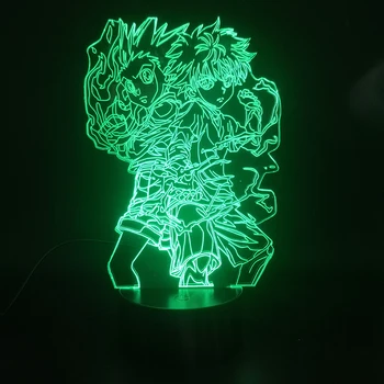Caçador de Gon e Killua 3D Lâmpada Cool Presente para Adolescente de Cabeceira para Decorativos Sensor de Toque Brilhante da Base de dados de Noite do Diodo emissor de Luz da Lâmpada
