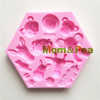 Mom&Pea MPA1788 Cabeça de Animal em Forma de Molde de Silicone, a Decoração do Bolo Fondant de Bolo 3D Molde de qualidade Alimentar
