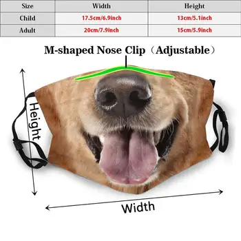 Golden Retriever Amante do Cão de Impressão 3D Lavável Filtro Anti-Pó Boca Máscara de Golden Retriever Cão Máscara 3D Máscara de Cão