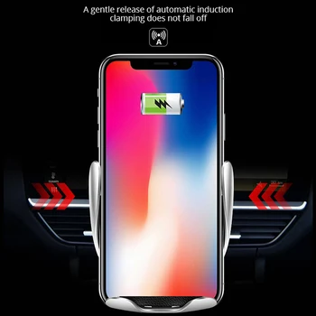 Qi sem Fio do Carregador de 10W sem Fio do Carregador do Carro de Auto Tipo de Clipe para iPhone11 Pro XR Max Smartphone Samsung sem Fio Suporte do Carregador