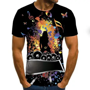 Música, arte, instrumentos Musicais 3D completo de impressão de moda de t-shirt Unisexo hip hop estilo de camiseta streetwear casual de verão