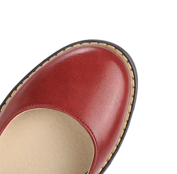 2019 Sapatos de Mulheres do Dedo do pé Redondo Primavera Bombas de Chunky Salto Alto Mary Jane Causal Senhoras Sapatos de Salto Grosso marrom Vinho vermelho Preto 34-43