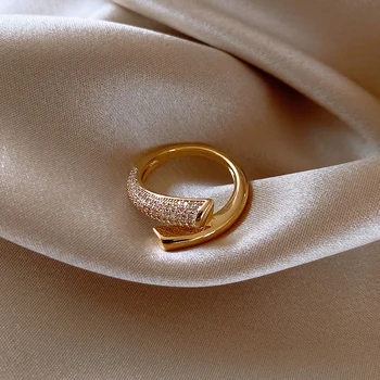 2020 novo design criativo zircão metal do Anel de abertura para a mulher moda jóias de luxo de festa sexy menina do dedo incomum anéis