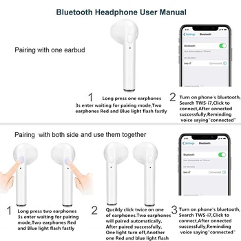 I7s Tws Bluetooth 5.0 Fones de ouvido Mini Fones de ouvido sem Fio Sport Fone de ouvido sem fio Headset com Microfone para iPhone Xiaomi Telefone LG