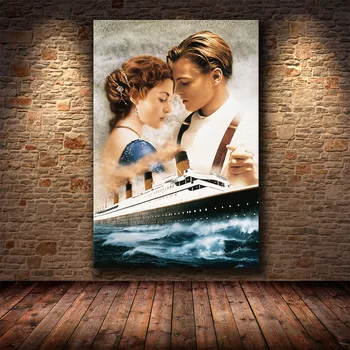Titanic Clássico Filme De Leonardo DiCaprio Arte De Pintura De Seda, Tela De Pintura, Cartaz De Parede Decoração Da Casa