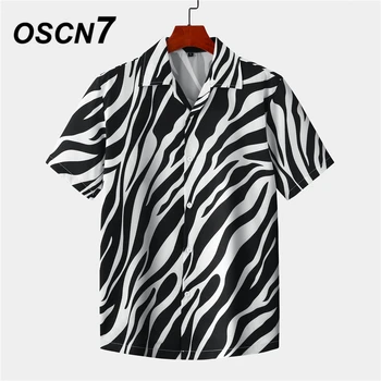 OSCN7 Casual Streetwear Praia Impresso Camisa de Manga Curta Homens 2020 Havaí Oversize Moda Harujuku Mulheres Camisas MX009
