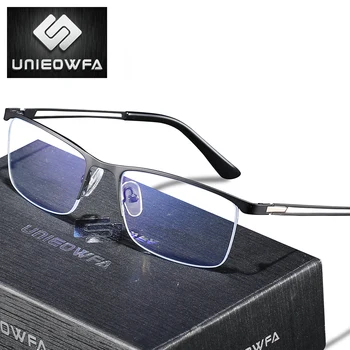 Semi sem aro de Óculos de grau para Homens Óptica Progressiva Óculos Fotossensíveis Anti Luz Azul Óculos de Miopia Claro