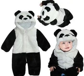 2020 Moda Bebê Criança Bebê Recém-nascido Menino Panda Animal com Capuz Zíper Romper Macacão de Algodão Roupa Traje 0-3Y ropa de bebe
