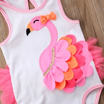 FOCUSNORM Bebê Recém-nascido Menina de Romper Roupas Flamingo Flor Arco de Romper Macacão de Roupas de moda praia Roupa